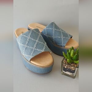 Platform Sandals Wedge Vaneli Blue Denim Women's